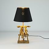 LAZHUG Kissing Bunny Lamp,H16ins Resin Gold Rabbit Table Lamp,Bedroom Bunny Night Light, Energy Efficient Nightstand Lamp,as Present for Belover (Small Black Shade)
