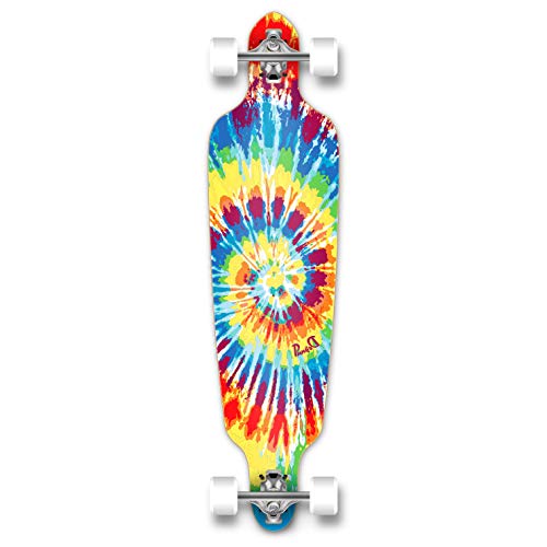 Yocaher Graphic Series Complete Drop Through Skateboards Longboard w/Black W/ 80A Grip Tape Aluminum Truck ABEC7 Bearing 70mm Skateboard Wheels (Complete - Drop Through - 01 - Tiedye Original)
