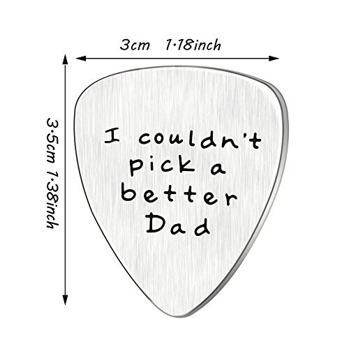 Fathers Day Gift Mens I Couldn't Pick A Better Dad Guitar Pick Custom Gift For Daddy Papa Stainless Steel (Matte) #TOP1