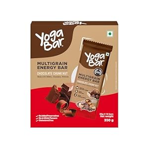 Yogabar Energy Bars Chocolate Chunk | Multigrain Energybar | Pack of 10 x 35g Energy Bars | No Preservatives