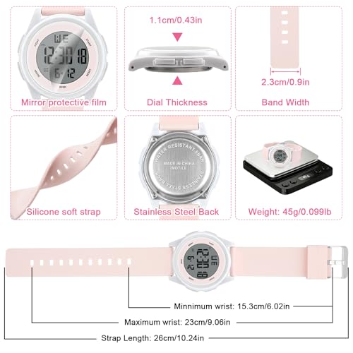 Image of Juboos Digital Watch Men Women 50M Waterproof Sports Military | Large Face Wirstwatch with Stopwatch, Alarm, LED Backlight, 12 /24H, Date, Week, Hourly Chime