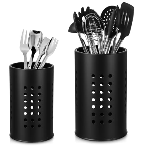 Küchenutensilienhalter für Arbeitsplatte, Edelstahl Schwarze Utensilien Caddy,...