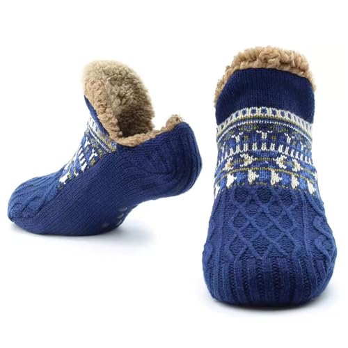 YELAIVP Adult Knitted Slipper Socks - Warm, Cozy, Fuzzy Non Slip Socks for Winter, Sleep, with Grips for Women & Men