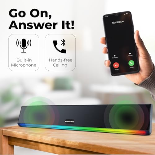 E GATE C222 | 24W Soundbar Bluetooth Speaker, Dual Drivers + Dual Passive Radiators for 2X Bass, Ambient RGB Light, Upto 9 Hrs Backup, Call Function, TWS, AUX, USB, mSD and FM - eGate Sound bar 8 41yXz2 rObL