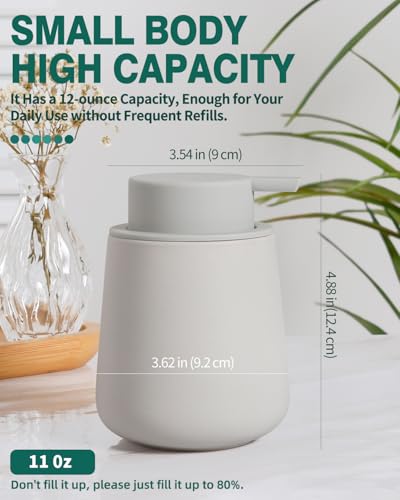 Image of Bosilunlife Soap Dispenser Bathroom - Grey Ceramic Soap Dispenser Lotion Hand Pump Dish Soap Bottle for Kitchen 12oz Refillable Liquid Hand Wash Dispenser for Bathroom