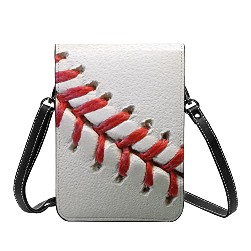 Sac à bandoulière pour téléphone portable en cuir noir avec rabat motif baseball - 4