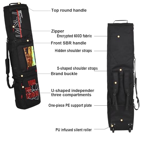 Bolsa con ruedas para snowboard y esquís dobles plegable 2