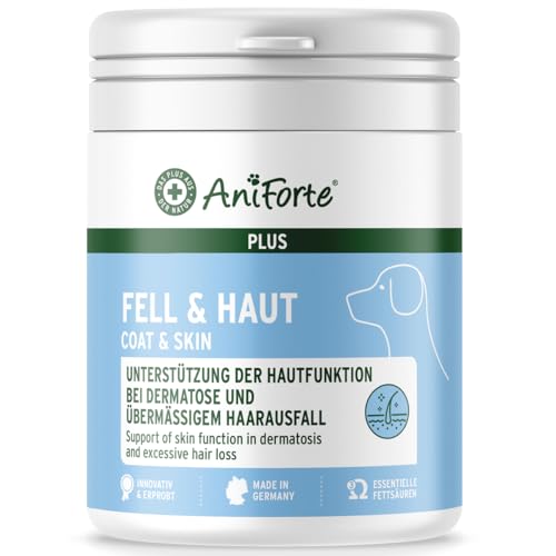 AniForte Plus Fell & Haut für Hunde 90 Tabletten - bei Dermatose & Haarausfall Hund, mit MSM & Biotin zur Unterstützung der Hautfunktion, Präbiotika bei Fellproblemen & Erkrankung der Haut