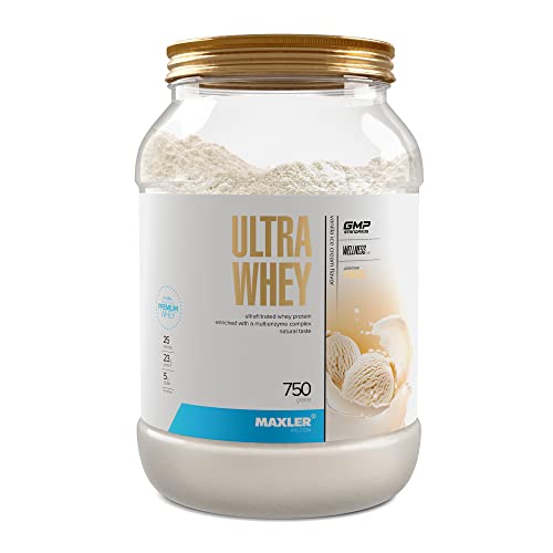 Maxler Ultra Whey Protein - 23 g Protein pro Portion - Reines Whey Protein Pulver - Molkenprotein-Konzentrat, Molkenprotein-Isolat, Molkenprotein-Hydrolysat - Mit BCAA - Vanilleeis - 750g