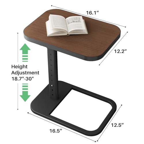 Image of Kitstorack Upgraded TV Tray Table with Panel Lock, 90 Flip-Over Design & Adjustable Height, Sofa Arm Side Table for Eating, Laptop, Couch, Bed, or Small Spaces, Espresso