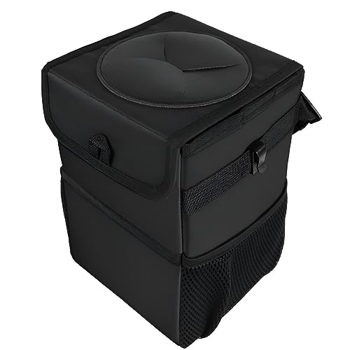 Image of sound-way Car Trash Can with Lid Anti-odors and Storage Pockets, Waterproof Garbage Can, Multipurpose Trash Bin for Car, 100% Leak-Proof Organizer