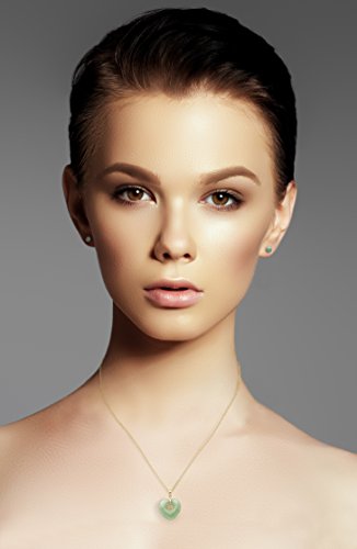 Belacqua Natural Green Jade Love Symbol Heart Charm Pendant Necklace in 14K Yellow Gold, Dianty Jewelry for Women, Gift Box Included4