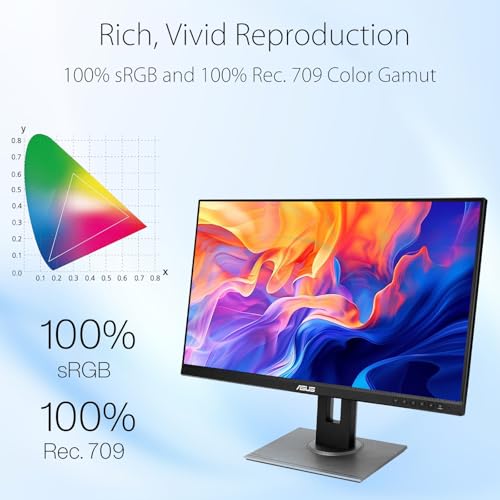 Image of ASUS ProArt 27 inch WQHD Monitor, IPS Display, 100% sRGB, Calman Verified, Ergonomic Stand | DisplayPort | HDMI | DVI-D Mini DP | USB Hub, Eye Care, Ergonomic Tilt Height Pivot Swivel Adjustable Stand