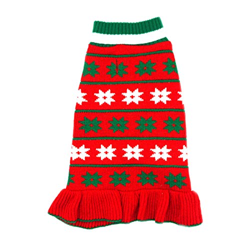 kyeese Holiday Dog Sweaters Small Turtleneck Dog Sweater Dress with Leash Hole Cable Knit Warm Puppy Sweater