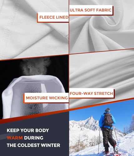 Image of Mens Thermal Underwear Long Johns Set Cold Weather Hunting Base Layer | Fleece lined top & bottom. Moisture wicking, 4-way stretch. Ultimate warm winter gear for skiing, work & outdoor sports