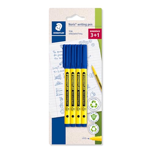 STAEDTLER Noris - Handwriting Pen - Blue - Pack of 4 307-3 BK4