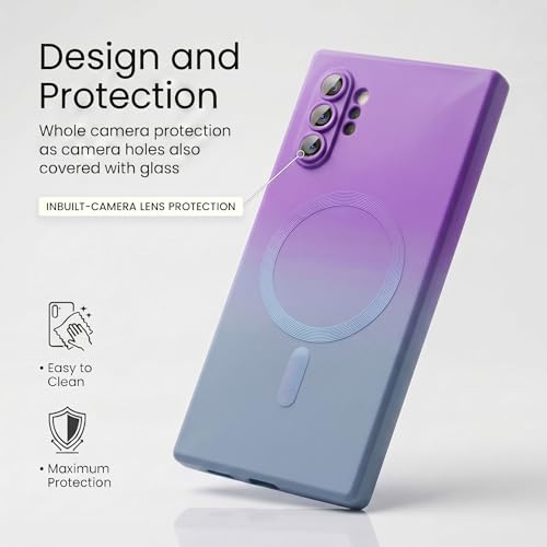 Image of amazon basics Gradient Mag-Safe Case for Samsung Galaxy Note 10 Plus | Soft Silicone Shockproof Cover with Camera Protection | Slim Lightweight Design | Smooth Touch & Durable - Purple & Gray