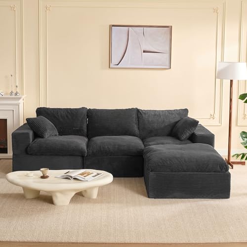 Litbird Canapé modulable d’Angle en L 268 cm avec Fonction lit, canapé Convertible Cloud, Assise Profonde, Mousse Haute densité, sans Montage, Velours...