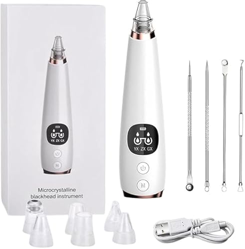 USB Rechargeable Blackhead Remover Vacuum, 3-Level Suction Power Facial Pore Cleaner with 6 Probes for Effective Pore Cleansing, Skin Care Tool for All Skin Types