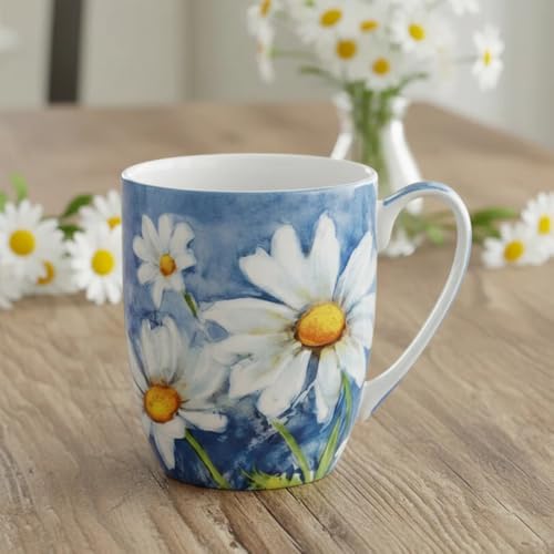 Taza Latte de porcelana fina con diseño de margarita azul miniatura 2