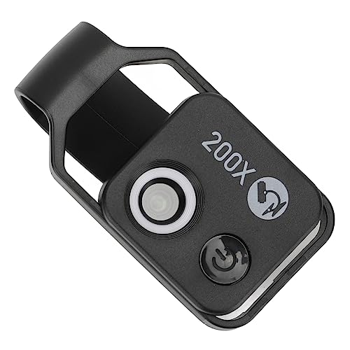 Image of Phone Microscope Lens,200X Mini Microscope Clip Design,Portable Microscope with LED Light CPL for Jadestone Metal (Black)
