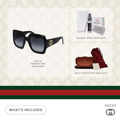 Gucci GG0053S Rectangle Sunglasses For Women +BUNDLE with ACCESSORY EYEWEAR KIT2