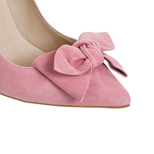 XYD Women Pointed Toe Bowknot Pumps Stiletto High Heels Slip On Bows Prom Dress Shoes4
