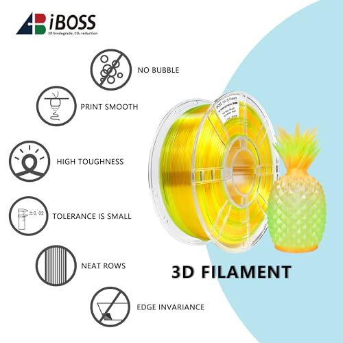 Image of iBOSS Gradient PLA Plus 3D Printer Filament 1.75mm+ /-0.02mm, 1kg Spool (2 2lbs) Transparent Dual Color 3D Printing Filament, PLA Pro 3D Filament, Fit Most FDM Printer(Transparent Light Orange Green)
