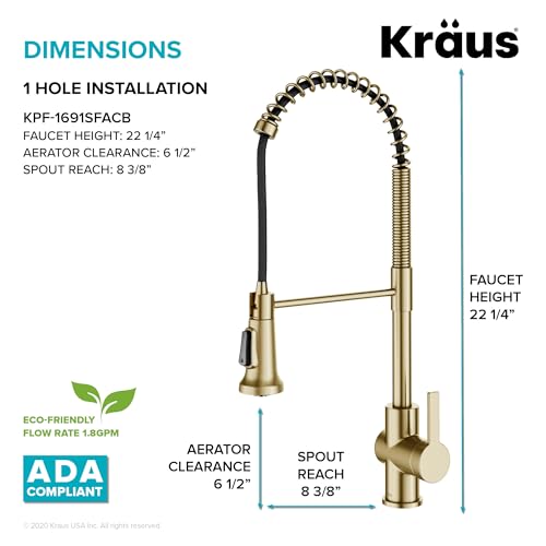 Image of KRAUS Britt 2nd Gen Commercial Style Pull-Down Single Handle Kitchen Faucet in Spot Free Antique Champagne Bronze, KPF-1691SFACB