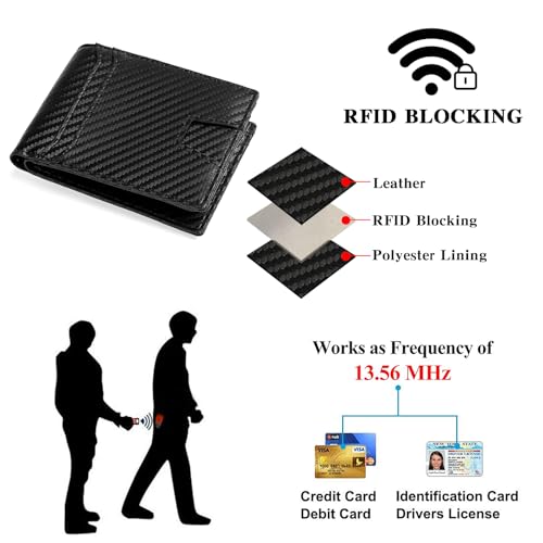 sendefn wallet for men rfid blocking bifold leather credit card holder