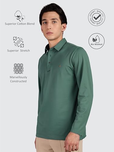 Image of STELLERS Men's Full Sleeve Polo T-Shirt | Premium Cotton | streatchable | Enzyme bio Washed | Feather Touch Feel | Sustainable