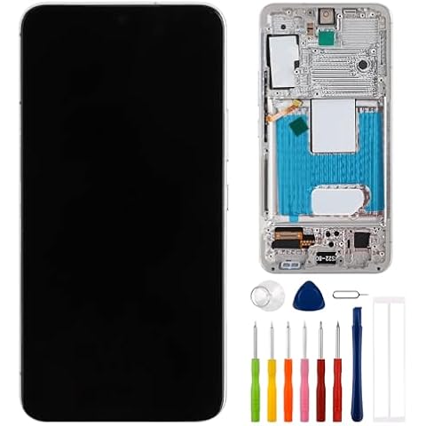 E-yiiviil TFT Digital Display Compatible with Samsung Galaxy S22 5G SM-S901B SM-S901U 6.1" LCD Display Touch Screen Assembly with Tools Fingerprint not Supported(with Frame) White Cover