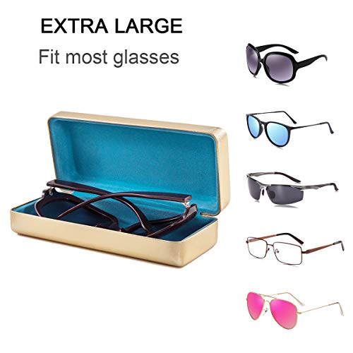 Image of TRIUMPH VISION Sunglasses Case Hard Shell Glasses Case Eyewear Eyeglasses | Sunglass Eyeglass Hard Case for Women and Men Metal PU Leather Lined Storage with Microfiber Cleaning Cloth Protection