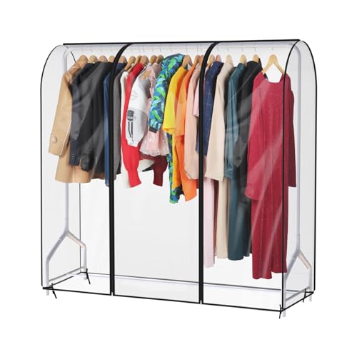 Syeeiex 5ft Transparente Kleiderständer Abdeckung Mit 2 Starke Reißverschluss Große Kleiderbügel schutzhülle Staubdicht Garment Abdeckung für Kleiderständer 152cm