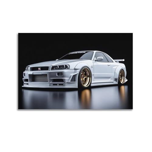JDM Car R34 Leinwand-Wandkunst, Dekoration, Wohnzimmer, modern, Familienschlafzimmer, 30 x 45 cm, ungerahmter Stil JDM Car R34 Leinwand-Wandkunst, Dekoration, Wohnzimmer, modern, Familienschlafzimmer, 30 x 45 cm, ungerahmter Stil