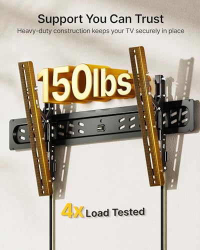 Image of monTEK Ultra Slim Tilting TV Wall Mount Bracket for 43-95 inch Flat & Curved TVs, 1.2 inch Low Profile, Anti-Glare Tilt, Holds 150 lbs, Supports VESA 800x400, Fits 16 inch /18 inch /24 inch /32 inch Studs