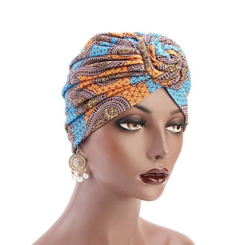 F-blue Motivo Musulmana Turbante annodata Headwrap...