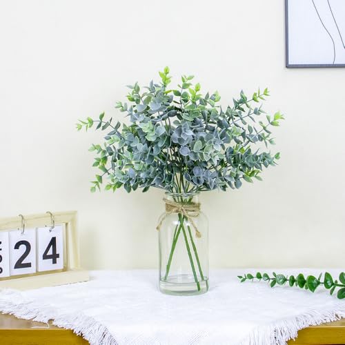 Fake-Eucalyptus-Stems-in-Glass-Vase-with-Faux-Water14-Artificial-Plants-Eucalyptus-Leaves-for-Home-Office-Farmhouse-and-Wedding-CenterpiecesGreen Fake Eucalyptus Stems in Glass Vase with Faux Water14 Artificial Plants Eucalyptus Leaves for Home Office Farmhouse and Wedding CenterpiecesGreen