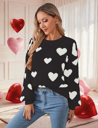 Image of Libsorge Womens Valentine Heart Sweater 2026 Valentines Day Trendy Cute Oversized Long Sleeve Pullover Sweaters