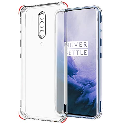 Image of TheGiftKart Ultra Clear Slim Anti-Slip Grip Soft Silicone Back Cover Case with Complete Camera Protection & Anti-Dust Plugs Built-in for OnePlus 7 Pro (Transparent)