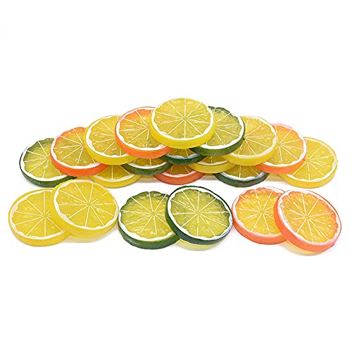 Zupro 26 Pcs Artificial Fake Lemon Slices Simulation Lemon Fake Fruit Realistic Fruit Decoration,For Fruit Bowl Home Kitchen Table Cabinet Decor Weddings Party Decor Photography Prop #TOP5