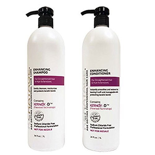 Bundle of Two Items: Keratage Enhancing Shampoo and Conditioner Duo with Pumps 1 Liter Each