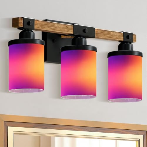 3-Light Bathroom Light Fixtures Autumn Abstract Gradient Warm Orange Pink
