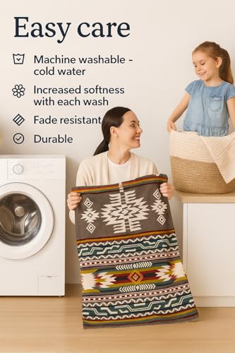 Image of Alpaca Wool Blanket, Throw Size 78 x 47, Reversible 2 in 1, Thick and Ultra Soft, Hypoallergenic, Non-Itchy, Handmade in Ecuador. Premium Alpaca Wool Thtow Blanket for Cozy Comfort.(Aztec Brown)