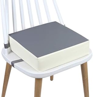 Sitzerhöhung Stuhl, AOIEORD PU Waschbar 2 Gurte Sicherheitsschnalle Sitzerhöhung Kinder für Esstisch, Tragbares Boostersitze (Grau + Beige)
