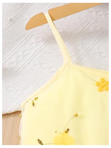 Floerns Girl's Floral Mesh Overlay Cami Spaghetti Strap Dress Sleeveless Flared Midi Dress3