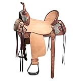 HILASON Flex Tree Western Horse Saddle in American Leather Barrel Trail | for Horses