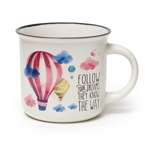 Legami - Cup Puccino, New Bone China, Air Ballon Theme, Take a Break Collection, Capacity 350 ml, Dishwasher Safe, Microwave Safe (CUP0042)