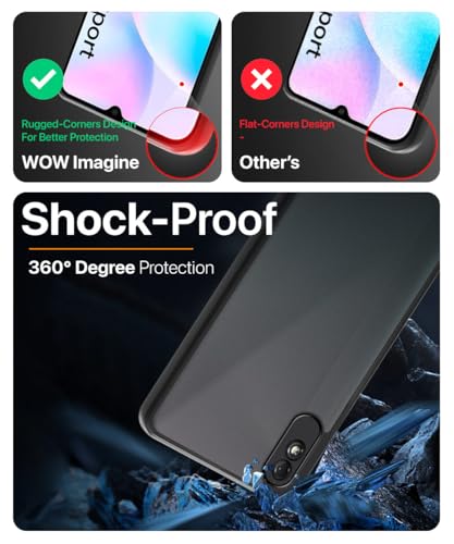 Image of WOW IMAGINE Poly Carbonate Translucent Hybrid Smoked 360 Degree Protection Protective Matte Hard Back Cover for Mi Redmi 9A 9i 9A Sport (Black Bumper)