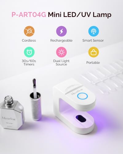 Image of MelodySusie Mini UV Nail Lamp P-ART04G for Single-Finger Quick Touch-Ups | Cordless, Smart Sensor, 30s /60s Timers, Flash Cure Rhinestone Glue, Gel-X